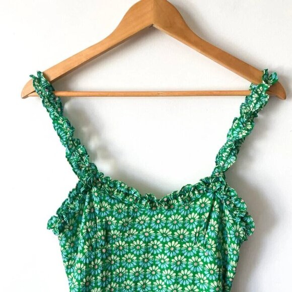 Zara Floral Ruffle Strap Mini Dress Green Blogger Fav Size Medium - Picture 5 of 8